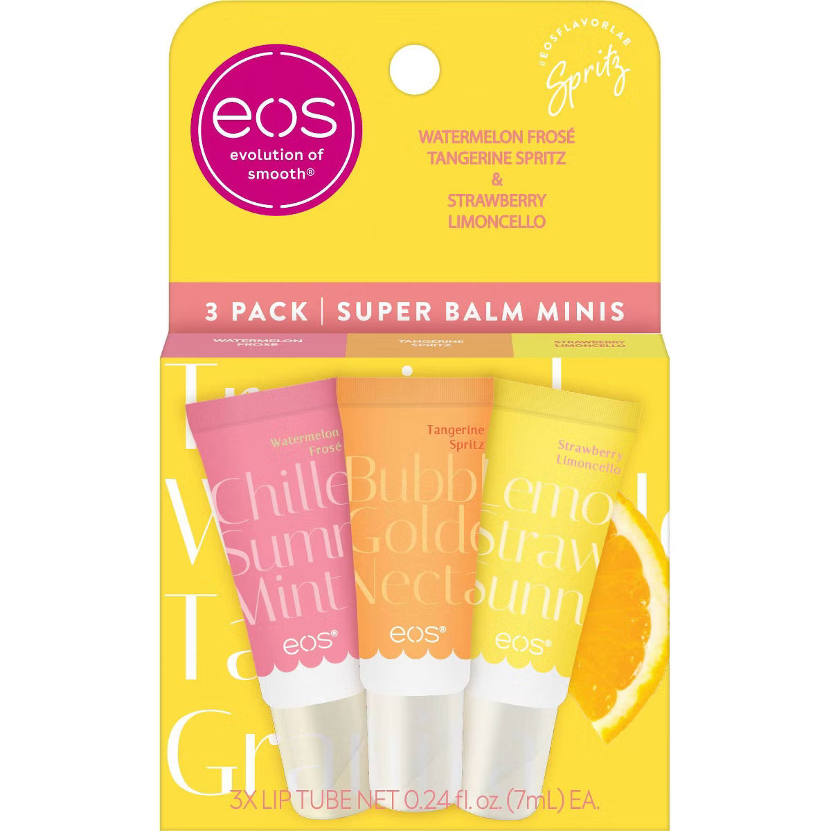 eos 24H Moisture Super Balm Minis - Watermelon Frosé, Tangerine Spritz, Strawberry Limoncello - 3pk